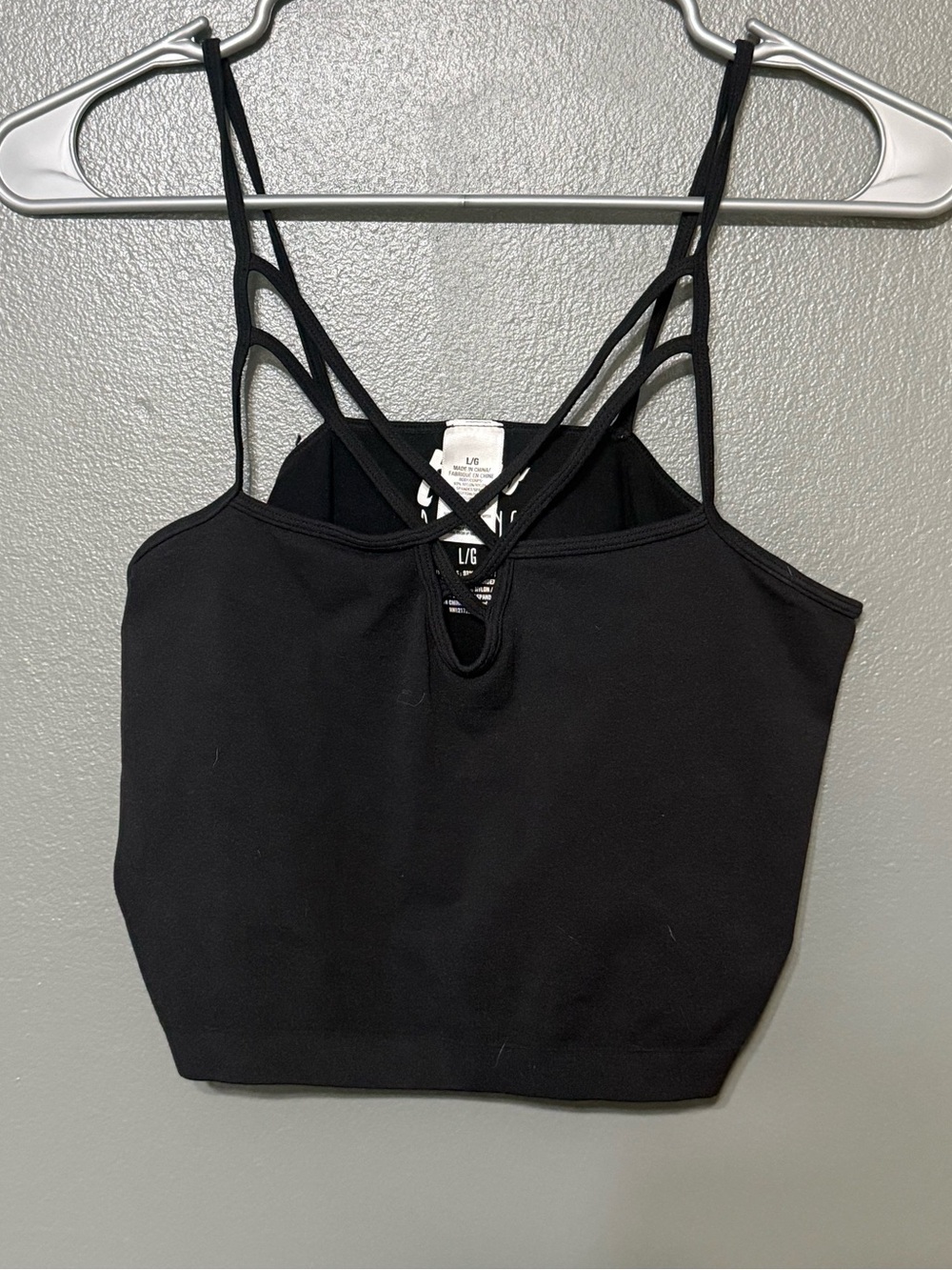 tokyo Darling Black Strappy Crop Camisole with Keyhole.